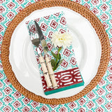 Herald green block print tablecloth