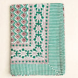 Herald green block print tablecloth