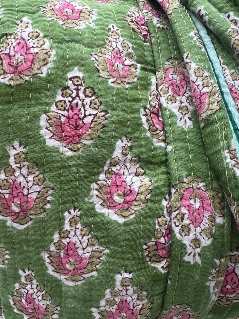 Quilted hand blocked cotton duffle bag